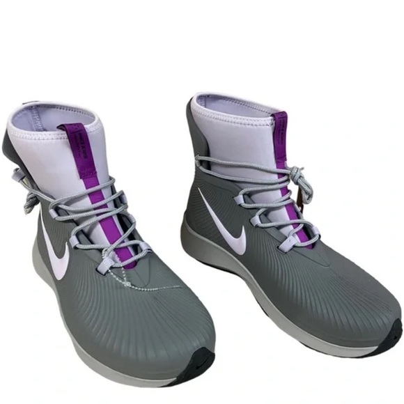 🔥Nike like new Binzie Rain Boots Shoes GS Smoke Grey Violet Frost BQ5380 003 New - Picture 1 of 7